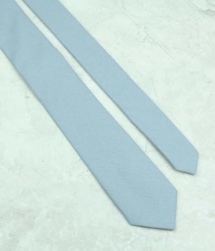 Image of Mens Solid Linen Ties - Slim Pattern Necktie for Men Wedding Groomsmen