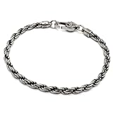 [silver KYASYA]シルバー925 チェーンブレスレット 六字真言 ブレスレット 925 ロープチェーンブレスレット シルバー 金剛杵 梵字 密教法具 フレンチロープチェーン s925 幅4mm