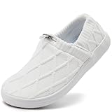 YOSFDC Womens Wide Slip on Shoes Barefoot Walking Shoes Breathable Zero Drop Orthopedic Sneakers for Wide Toe Box Arthritis Edema Swollen Diabetic Feet,White Size 6