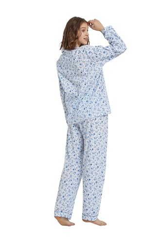 GLOBAL Womens Cotton Pajama Set for Women Long Sleeve PJs Button Down Sleepwear S-3XL4