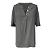Spring New Women's Casual Loose Fashion Sleeve and Linen Solid Color Door Tube V Neck Womens Button (Grey, XL)