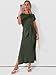ANRABESS Womens Summer Maxi Dress Casual Crew Neck Tie Waist Split Wrinkle-Free Fit Long Fashion Vacation Dresses 2026 Spring Army Green Large