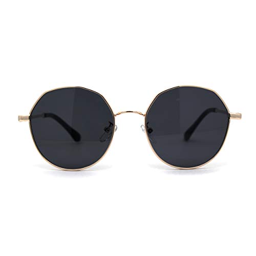 SA106 Octagonal Round Nerdy Classy 90s Metal Rim Retro Sunglasses