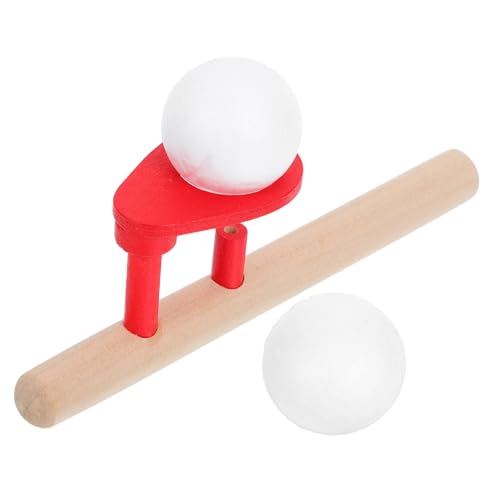 STOBOK Wooden Floating Blow Pipe and Balls Balance Game Fun Stress Reliever Toy for Kids and Adults, Improves Motor Skills and Hand-Eye Coordination, 6.22 X 2.16 X 1.57 Inches