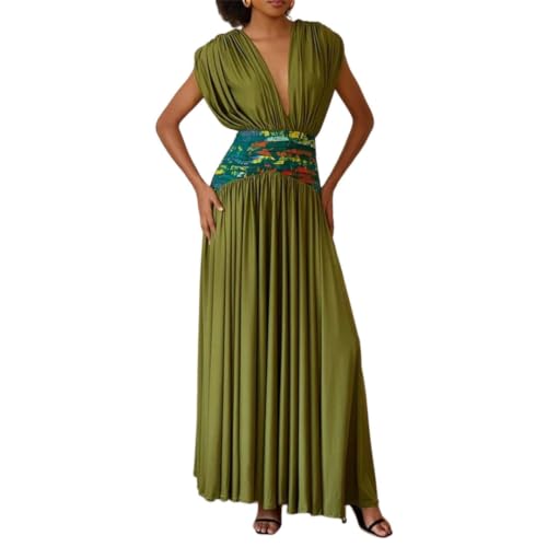 Vestido bohemio fresco sin mangas que estiliza la figura con cuello en V