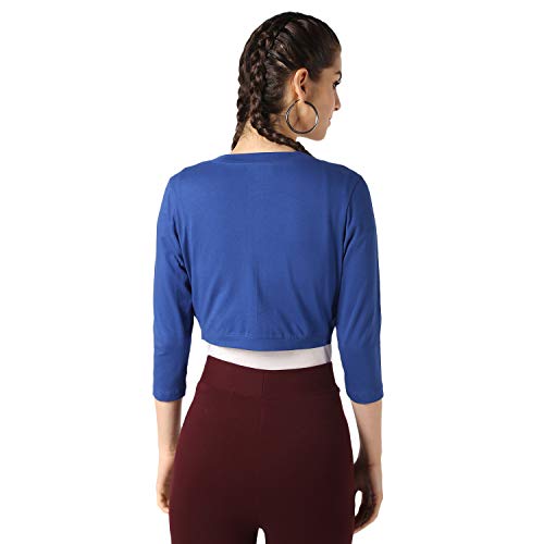 Image of PepTrends Solid Cotton Knitted Short Shrug with Front Open