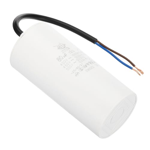 YOKIVE Condensador CBB60 De 80uF Con 2 Cables, AC 450V (Blanco, 120x54mm)