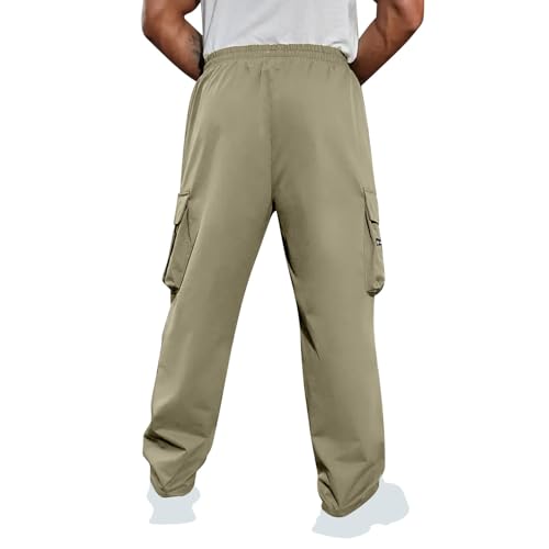 Mens Casual Cargo Pants Baggy Straight Leg Sweatpants with Large Flap Pockets Outdoor Hiking Sports Trousers4