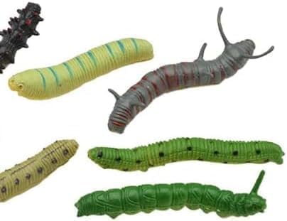 6 Pcs Random Style Simulation Caterpillar Plastic Fake Worm Crawling Halloween Prank Educational Learning Practical Jokes