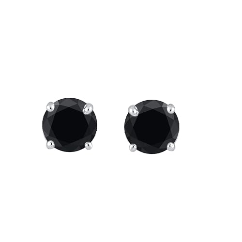 Black Diamond Stud Earrings - 14K White Gold Diamond Earrings for Women4