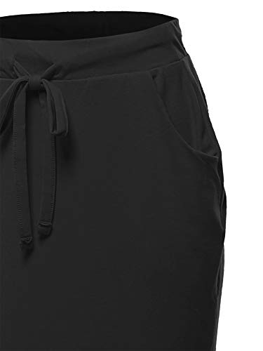 A2Y Elastic Waist Self Tie Tulip Hem Side Pocket Skirt Black Xl thumb #4