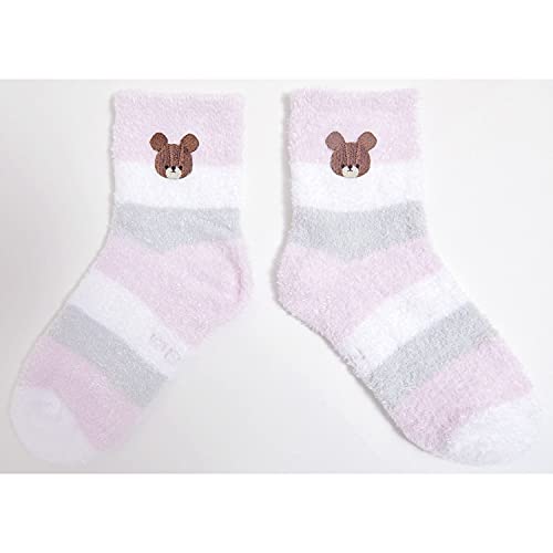 ナカジマコーポレーション もこもこキッズルームソックス くまのがっこう ピンク 163431-21