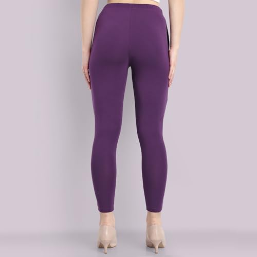 Image of ONE SKY Women Ankle Length Leggings | Premium Cotton Modal Spandex Blend | High Waist Stretchable & Bio-Washed Fabric | Colour-Lock | Ethnic Leggings for Women