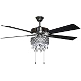 River of Goods Glam 52 Inch Width Crystal Chandelier LED Ceiling Fan, Clear