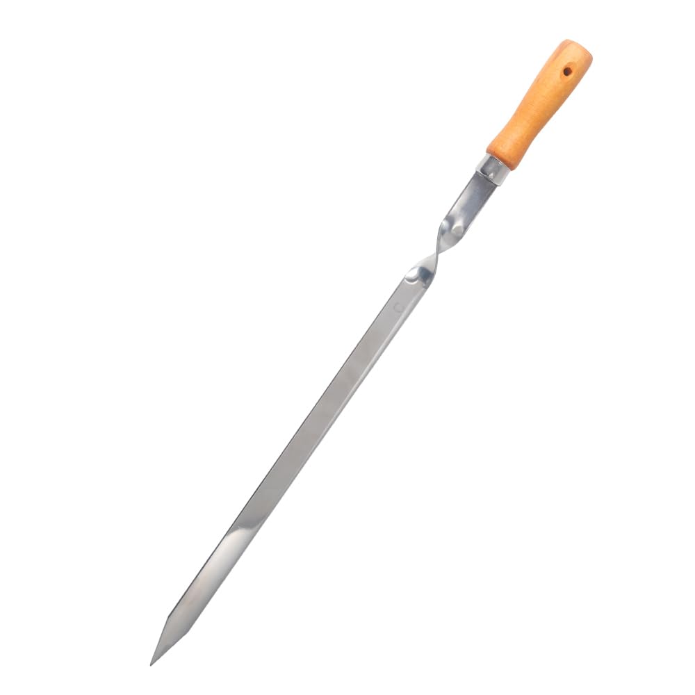 ZMC 20 spiedini per kebab da 55 cm, in acciaio inox, 2 cm di larghezza, 2 mm di spessore, con manico in legno, antiruggine, per carne, verdure, pesce, stabili e riutilizzabili per barbecue e barbecue