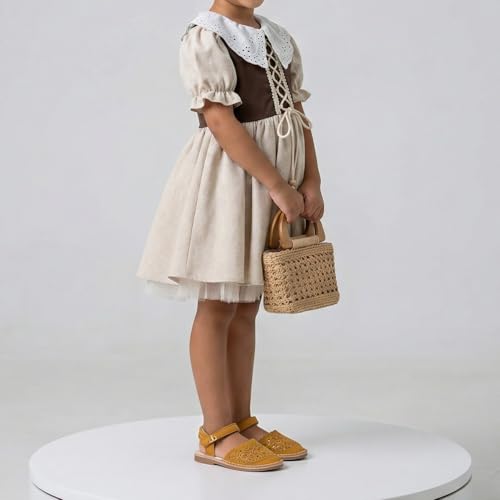 Image of THEE BRON Toddler Floral Cutout Closed Toe Sandals for Girls Breathable Summer Shoes
