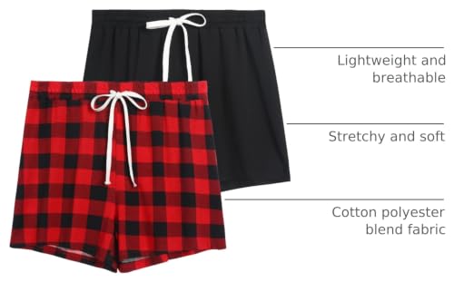 Image of 2 Pack Pajama Shorts for Women Cotton Sleep Shorts Casual Lounge Pants Drawstring Pj Bottoms