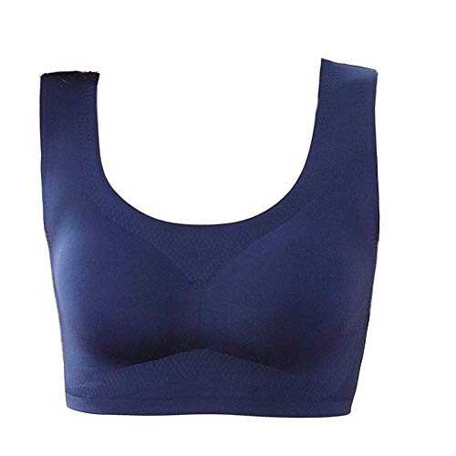 Shuxinmd Mujer Sports Sujetador Yoga Sujetadores Dormir Sujetadores con Desmontable Acolchado Cómodo Y Transpirable Sujetador para Gimnasio Running Correr Ejercicio Fitness - Azul, 7XL