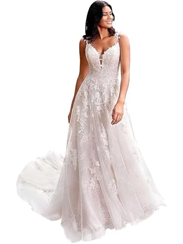 Long Sleeves Wedding Dresses for Bride 2025 Boho Beach A-Line Appliques Lace Bridal Ball Gowns with Train product thumbnail 13