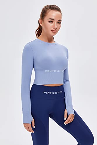 BaronHong Camisas de treino femininas de manga comprida para academia, corrida, sem costura, para io