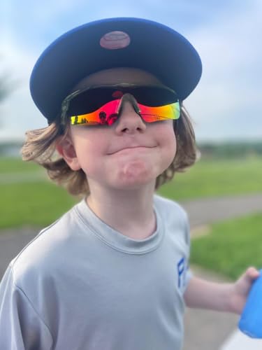 Image of FEISEDY Kids Polarized Sports Sunglasses, TR90 UV400 Baseball Cycling | LightWeight Wrap-Around for Boys Girls, TAC Polarized Lens blocks 100% UVA /UVB, Baseball /Softball /Cycling /Running B2454