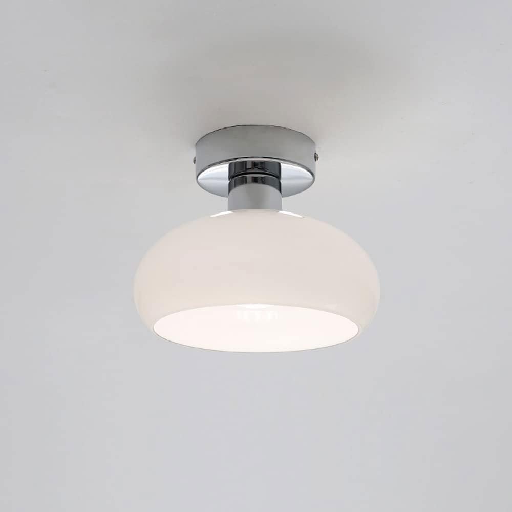 1-Light Modern Mini Ceiling Light - Indoor Glass Shade Fixture for Bathroom, Balcony, and Entryway(Chrome)