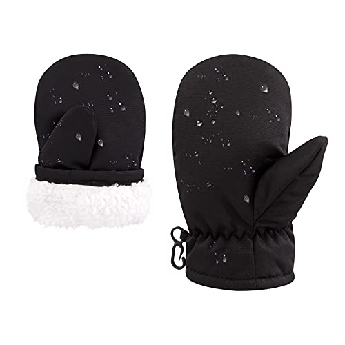 Poximi Winter Toddler Snow Gloves Baby Boys Waterproof Gloves For Girls Warm Mittens Fleece Ski Mittens For Outdoor Sports (Black, 2-4T) #TOP15