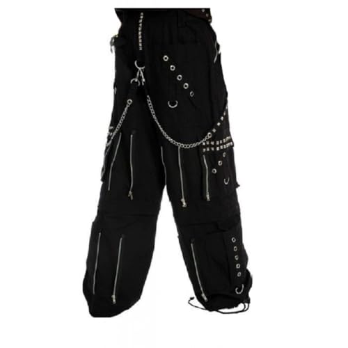 Gothic Men Black Chrome Trousers Punk Rock Studs Metal/Chain Trouser Pant/USA3
