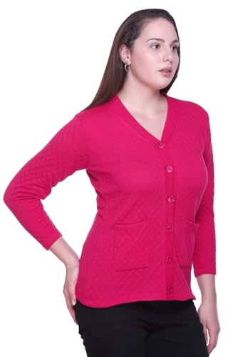 Image of Women Sweater for Winters Woolen Acrylic Full Sleeve V-Neck Cable Design Cardigan Sweater for Women Winter Woollen Stylish