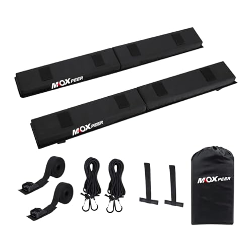 RNXRZANK Car Soft Roof Rack Pads Set 2 Quick Loop Straps Portable Crossbar Pads