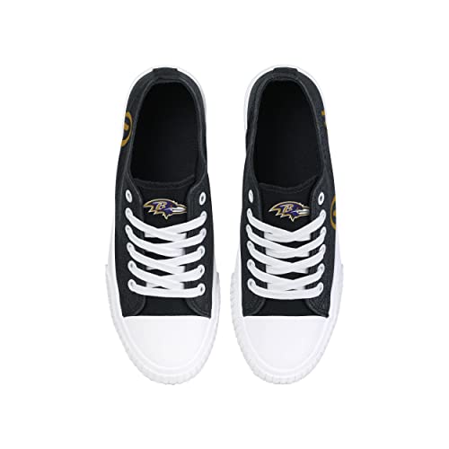 Image of FOCO Womens NFL Team Logo Ladies Fashion Color Glitter Low Top Canvas Sneakers Shoes