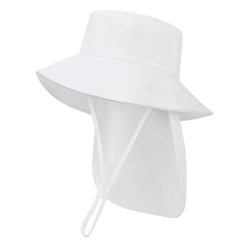 Baby Sun Hat Toddler Bucket Hats with Removable Neck Flap for Boys Girls Kids with Wide Brim Summer Beach UPF 50+