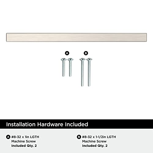 Image of Amerock 25 Pack 5-1 /16 inch Bar Pulls Square Satin Nickel Drawer Pull | 5-1 /16 inch (128mm) Center-to-Center Mounting Distance and 7-3 /8 inches Overall Length, Durable Zinc Cabinet Hardware