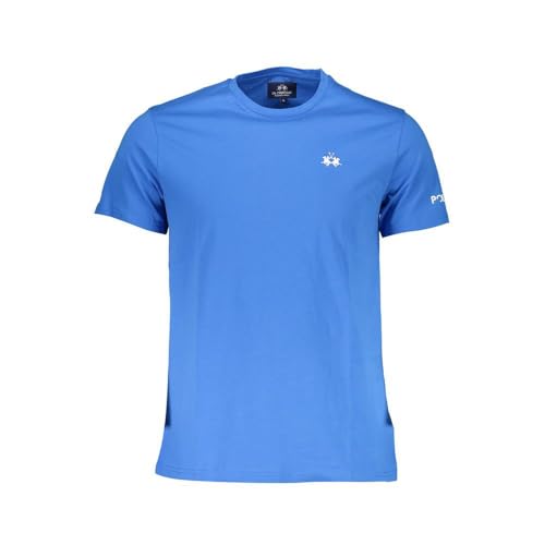 T-shirt bleu pour homme en coton premium avec broderie artisanale La Martina