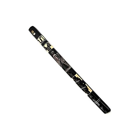 Colored Bamboo Wooden Native Tribal Nature Pattern Flute Woodwind Recorder - Handmade Gifts Ethnic Musical Instruments (Black) Cover