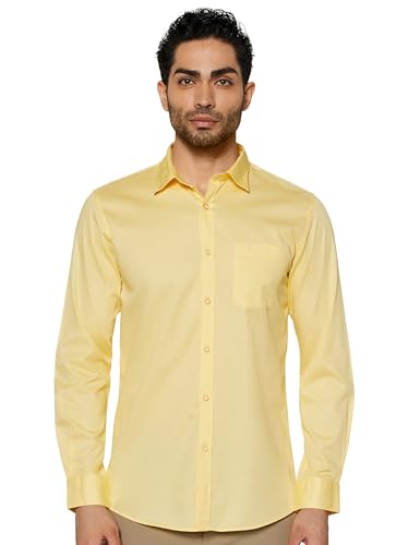 Image of Peter England Men's Slim Fit Full Sleeve Casual Shirt in Twill Weave Cotton