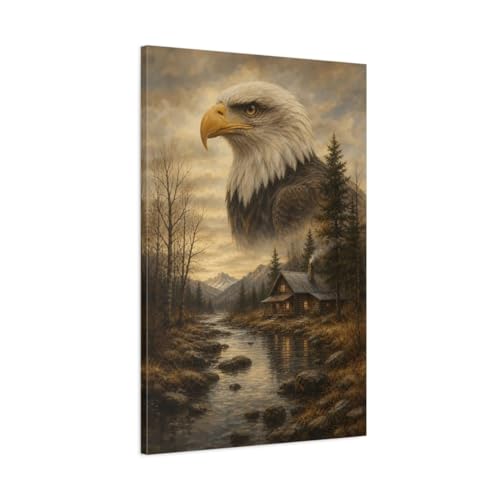 Impression sur toile aigle marron et or - Décoration murale haut de gamme 60x90cm
