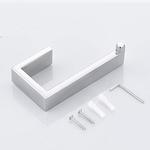 JunSun Rectangular Toilet Paper Holder Stainless Steel Contemporary Tissue Holder Mirror Polished Modern Paper Towel Roll Holder Toilet Roll Holder Bathroom Accessories Wall Mounted Polished Chrome