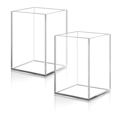 Mgood Juego de 2 Portalápices Escritorio, Lapiceros Transparentes, Organizador Escritorio Perfecto para Almacenar Bolígrafos, Lápices, Marcadores y Brochas de Maquillaje