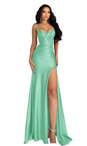 Mermaid Prom Dress Long Sparkly Formal Dresses for Women Corset Cocktail Dresses with Slit
