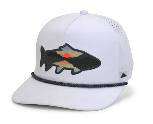 Image of Paramount Outdoors Sunset Trout Fishing Hat Mountain Fish Silhouette Performance Outdoor Hat with Comfort Snapback