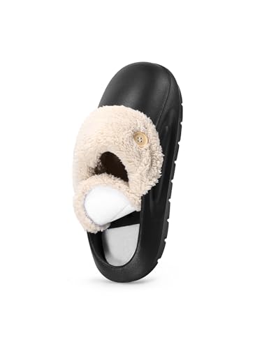 ORORO Women Men Fur Lined Garden Slip-on, Waterproof Slippers Fur Lined Clogs Winter Garden Shoes Indoor Outdoor Mules2