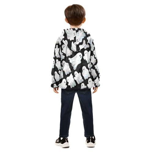 Ghostly Figures on Dark Background Toddler Fleece Jacket Girl Boys Hooded Fleece Jacket Coat Warm4