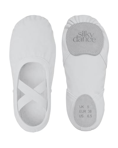 Girls Canvas Split Sole Ballet Shoes PrimaFlex - UK Size 4 - White
