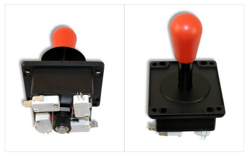 Happ Competition Style Arcade Joystick RED Switchable from 8-Way to 4-Way Operation, Elliptical Red