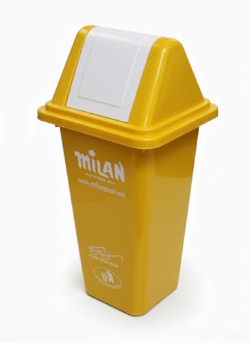 Image of Milan Plastic Square Swing Lid Garbage Dustbin 60 Litre Yellow