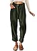 CRAZY ROSA Women's Casual Corduroy Pants - Loose Fit Straight Leg Trousers with High Waist and Pockets Green Small