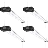 hykolity 4 Pack 4FT Linkable LED Shop Light for Garage, 6500lm, 4FT 60W Utility Light Fixture, 5000K Daylight LED Workbench Light with Plug, Hanging or Surface Mount, Black - ETL