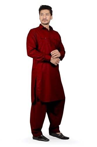 Image of K-ROYALS Full Pathani Suit for Mens /Cotton Blend Pathani kurta payjama set for mens