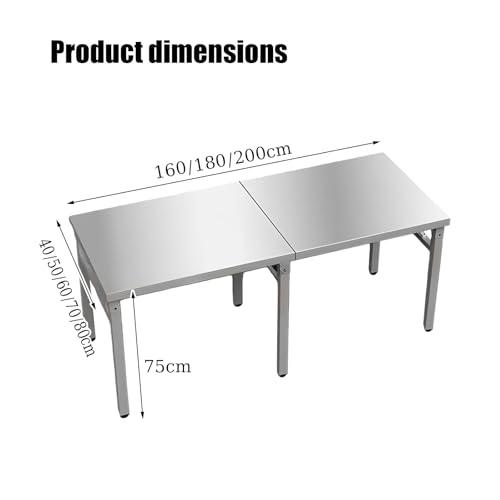Table pliante en acier inoxydable avec pieds réglables et base ouverte pour cuisine - 3